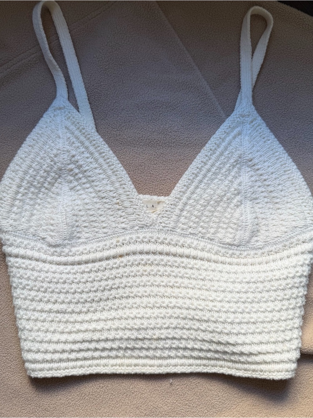 XS LA hearts white knit crop tank